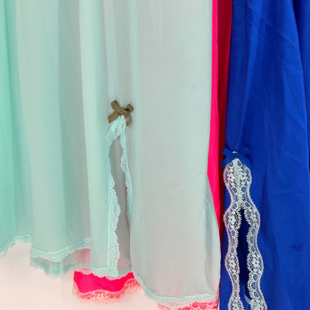 Victoria's Secret Satin Lace Cami Mini Lingerie Dresses 5 PC Bright Vibrant  L - Picture 7 of 11